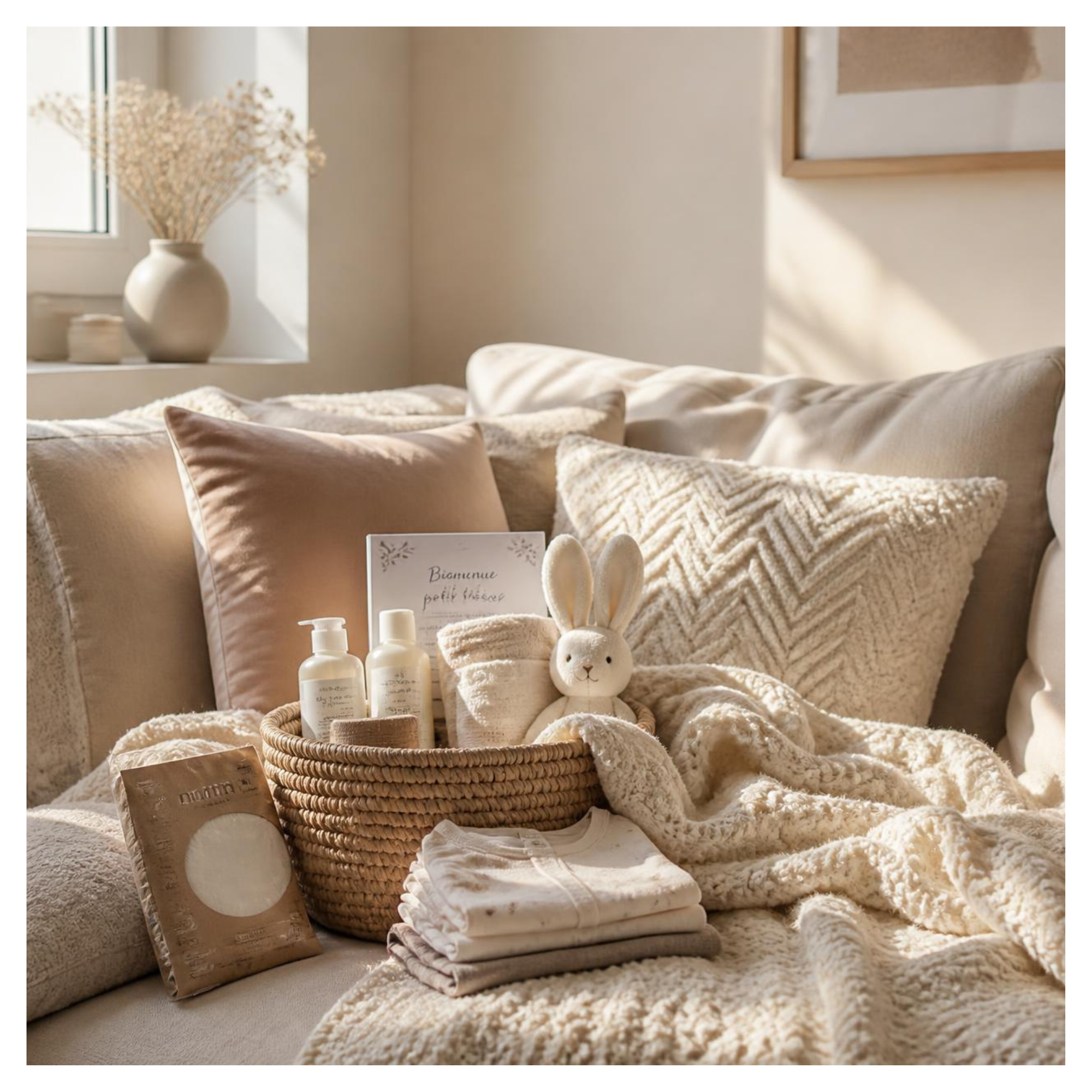 Coin confortable aménagé avec une couverture et des coussins